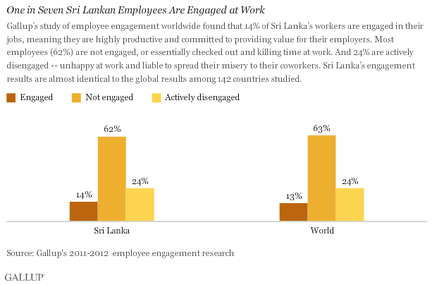 One in Seven Sri Lankan Employees Are Engaged at Work
