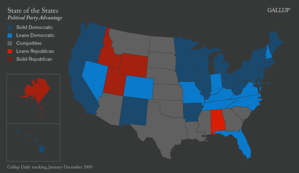 State of the States: Political Party Advantage (Based on Polling for Calendar Year 2009)