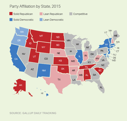 Party Affiliation by State, 2015