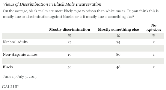 Views of Discrimination in Black Male Incarceration, June-July 2013