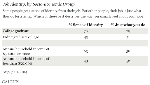 Job Identity, by Socio-Economic Group