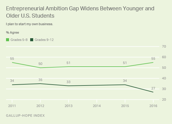 Entrepreneurial Ambition Gap Widens Between Younger and Older U.S. Students