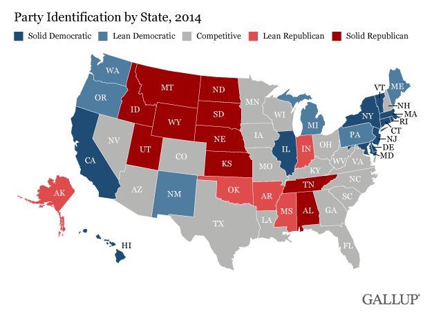 Party Identification by State, 2014