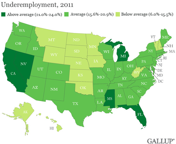 Unemployment, 2011 State-by-State Map