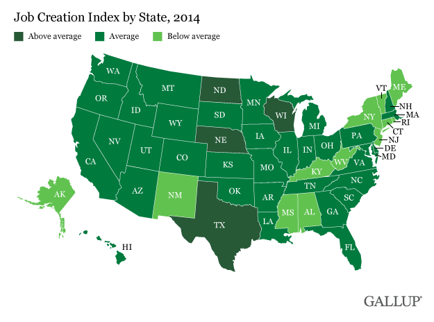 Job Creation Index by State, 2014
