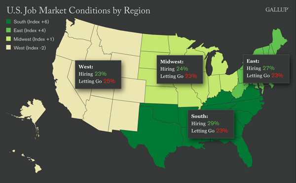Map: U.S. Job Market Conditions by Region