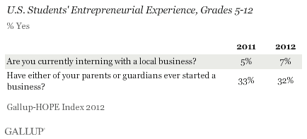 U.S. Students' Entrepreneurial Experience