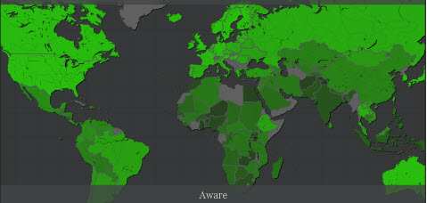 World Citizens' Views on Climate Change Map of World