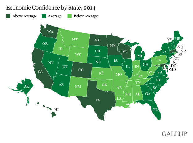 Economic Confidence by State, 2014