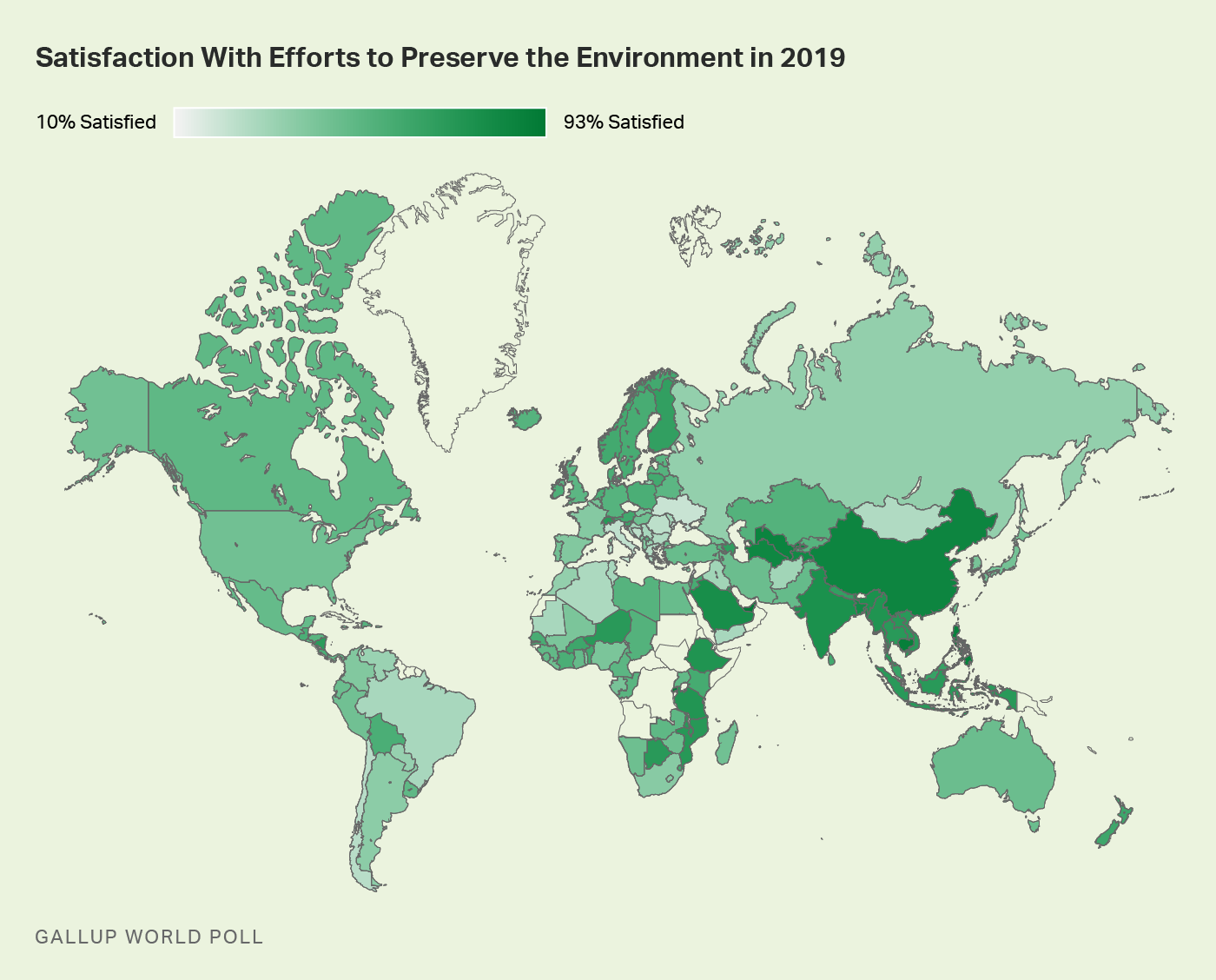 Worldwide satisfaction with efforts to preserve the government.