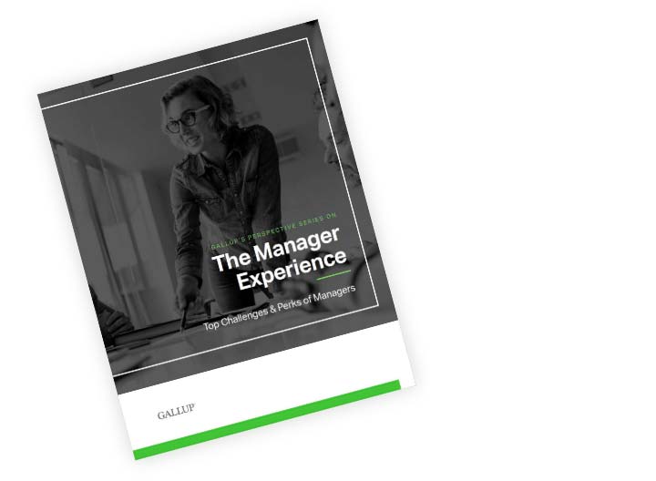 Front cover of Gallup’s perspective paper, titled The Manager Experience: Top Challenges & Perks of Managers.