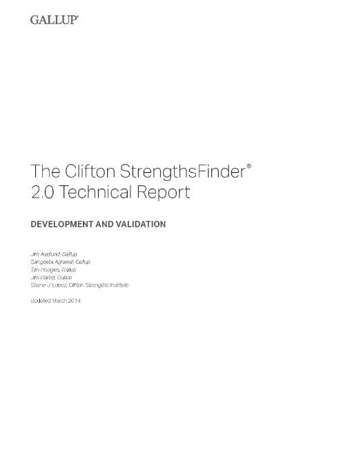 The Clifton StrengthsFinder 2.0 Technical Report cover