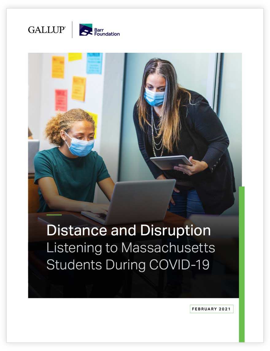 Report cover for Distance and Disruption: Listening to Massachusetts Students During COVID-19