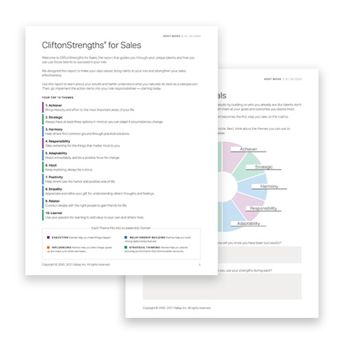 CliftonStrengths for Sales report