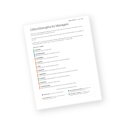 CliftonStrengths for Managers report cover