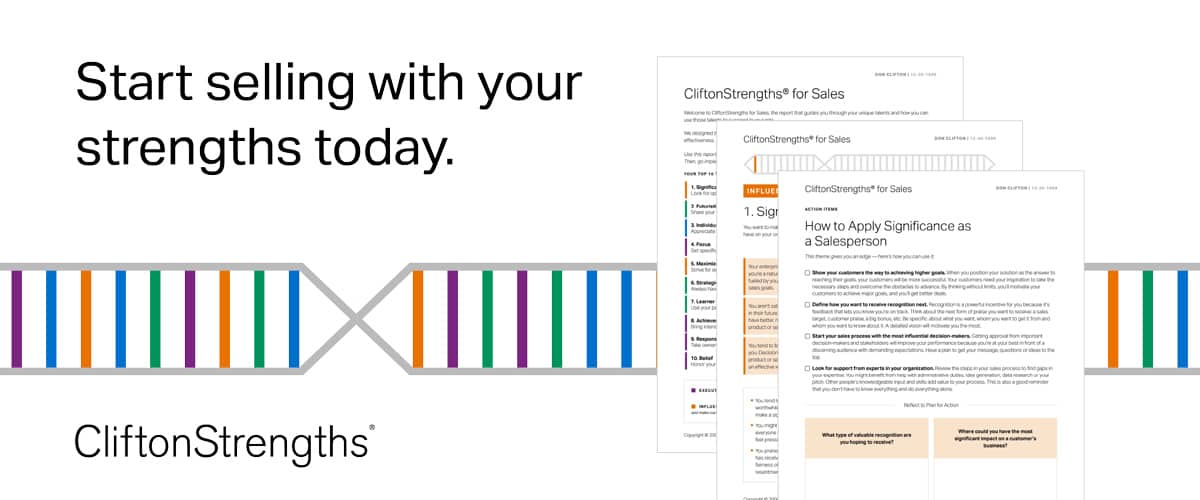 Start selling with your strengths today - CliftonStrengths for Sales report