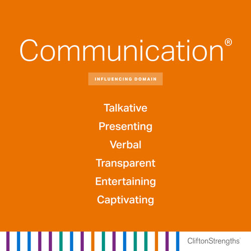 Communication - Influencing Domain - Talkative, Presenting, Verbal, Transparent, Entertaining, Captivating