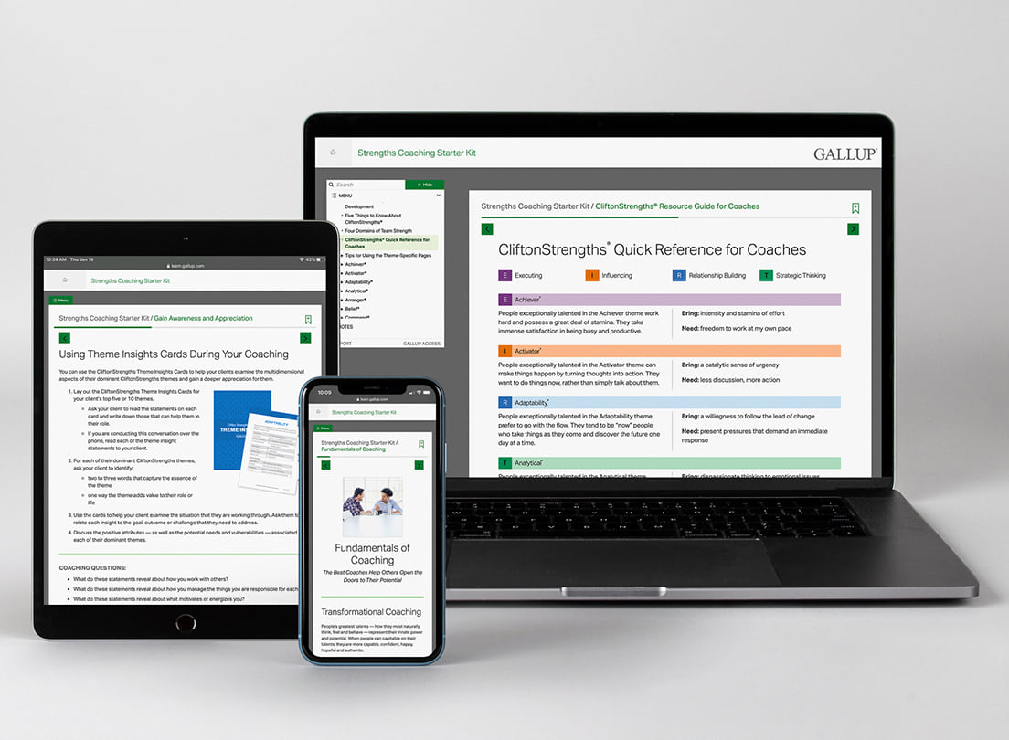 CliftonStrengths Coaching Starter Kit (Digital) on multiple devices.