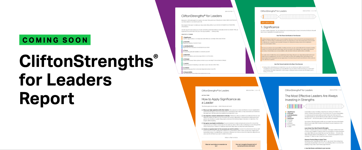 Animated: Coming soon - CliftonStregths for Leader Report