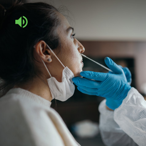 Woman getting Covid nasal swab test