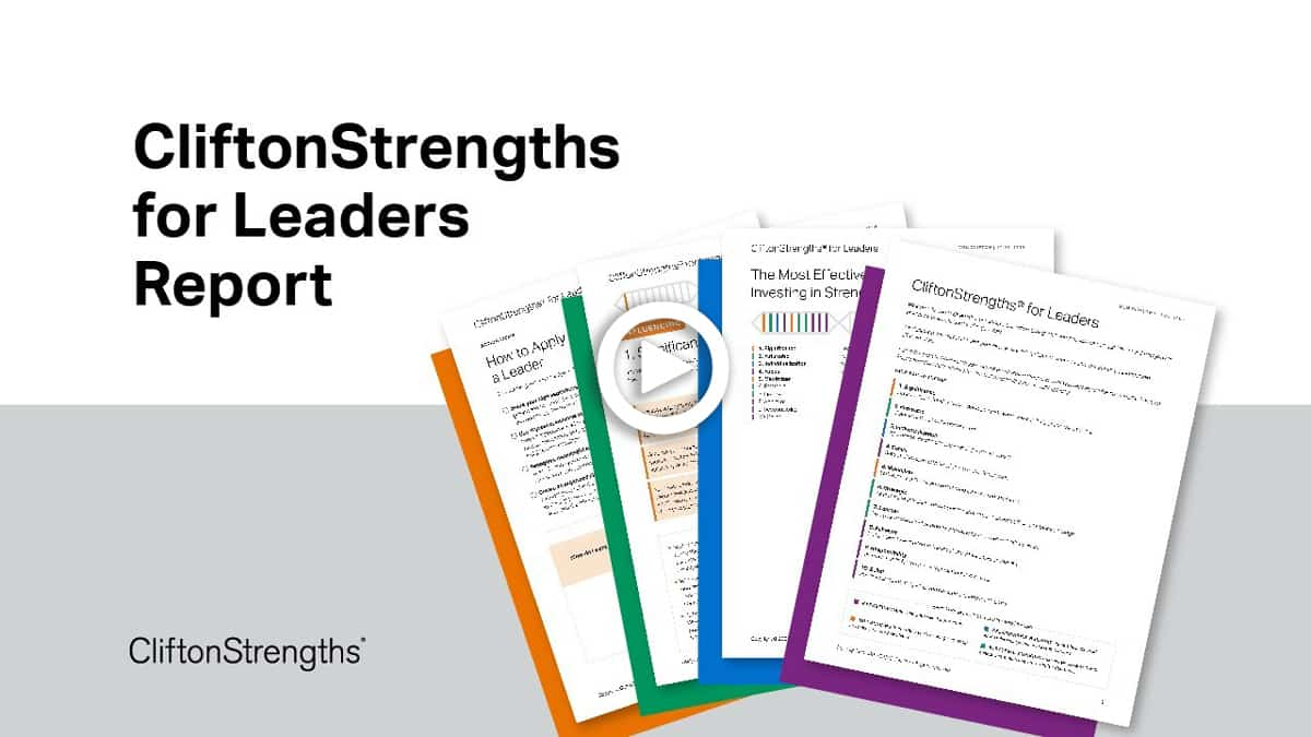 Video thumbnail: YouTube tutorial of The CliftonStrengths for Leaders Report