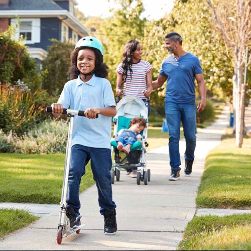 Family going for a walk