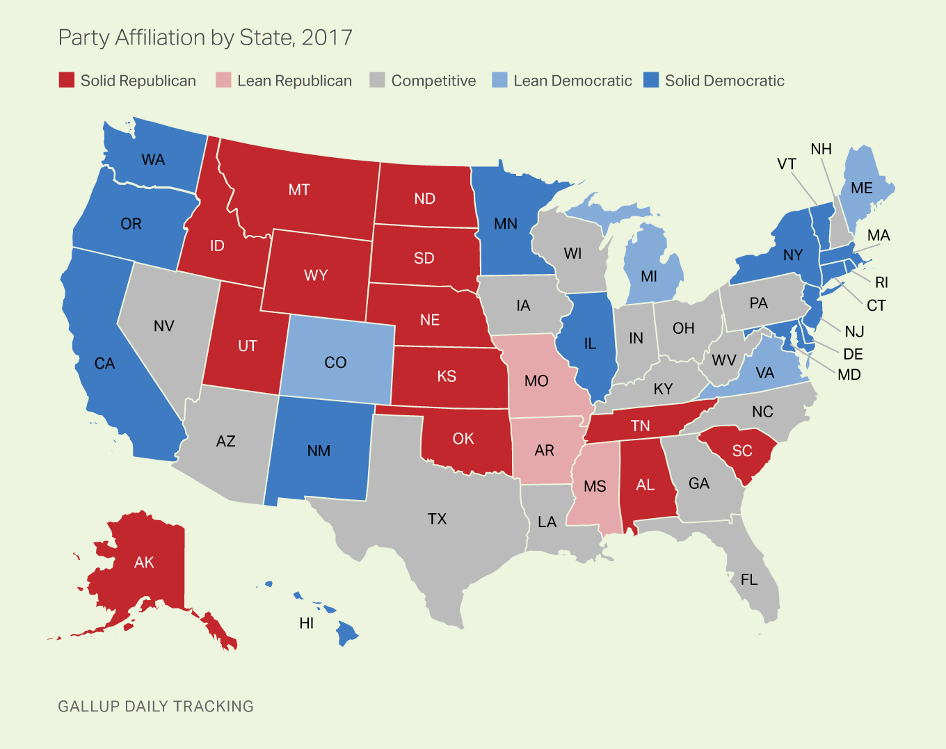 Party Affiliation by State, 2017