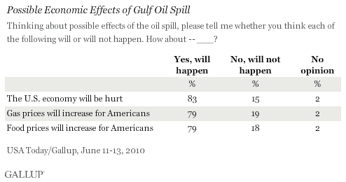Possible Economic Effects of Gulf Oil Spill