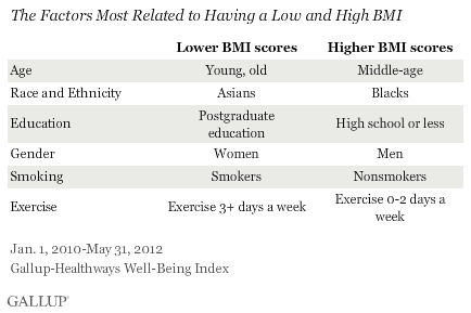 Factors Most Related to Having a Low and High BMI