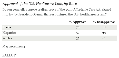 Approval of the U.S. Healthcare Law, by Race
