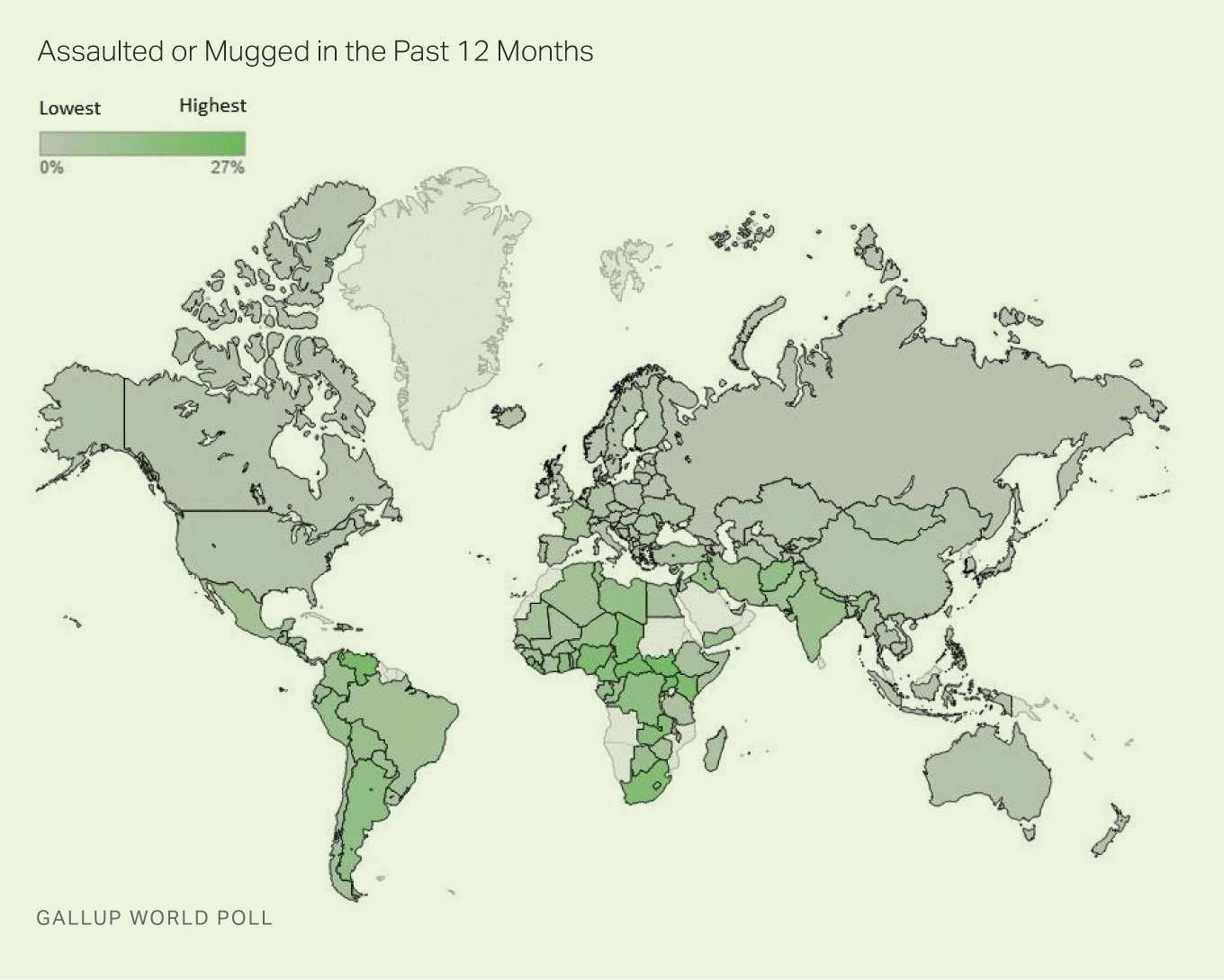 Map: Assaulted or Mugged in the Past 12 Months