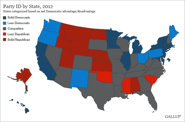 Party ID by State (Map), 2012