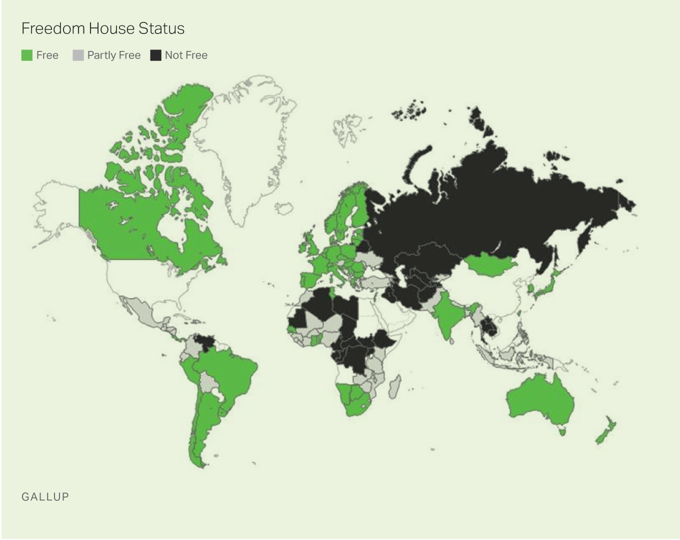 Map of Nations by Freedom House Status 